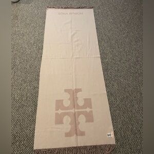 Tory Burch Beige and Pink wool scarf